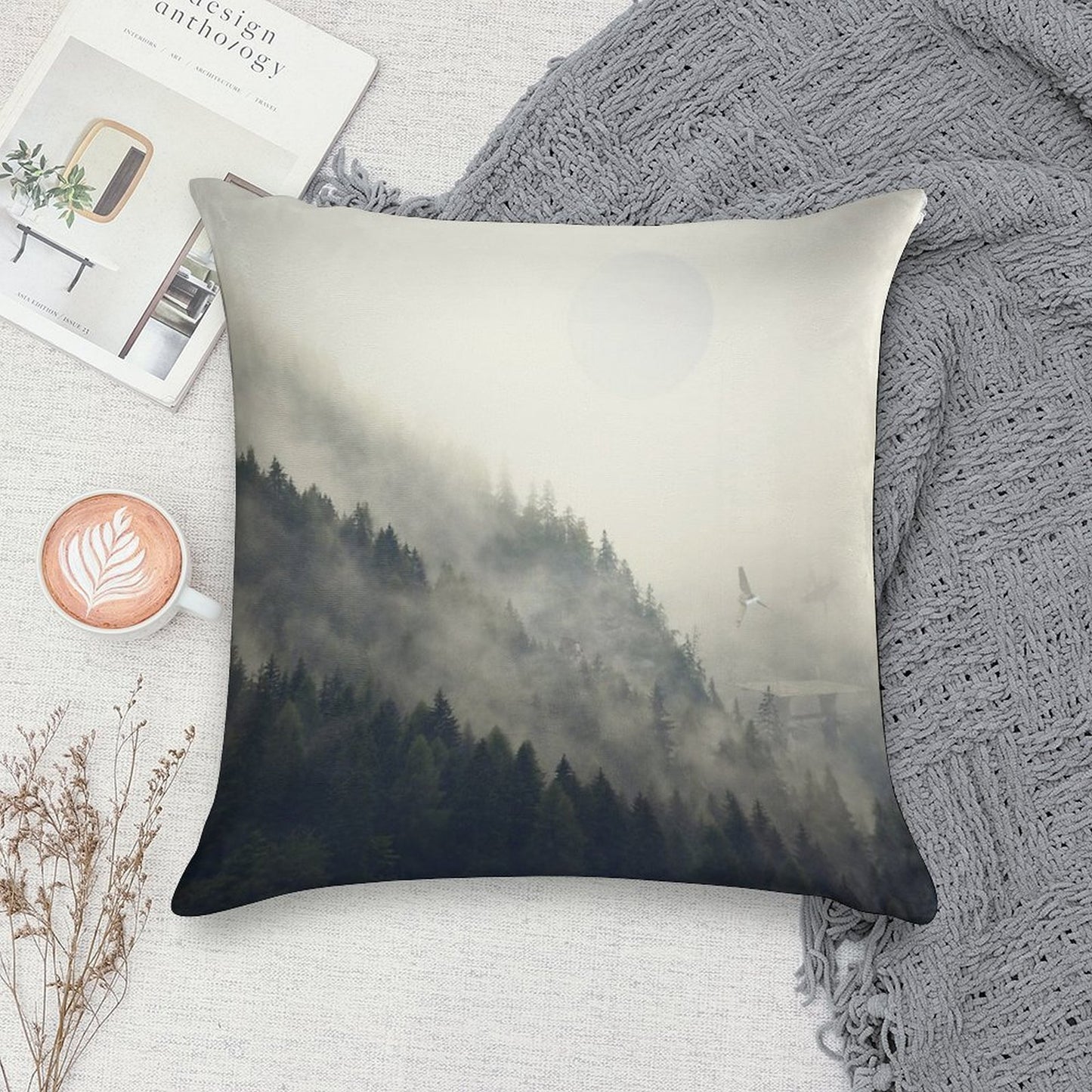 Forest Moon Soft Decorative Cover Throw Pillow