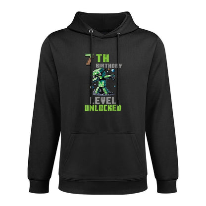 7th Birthday Level Unlocked Pixel Dab 7 Bday Gamer Boys Kids Machine Washable Hoodie