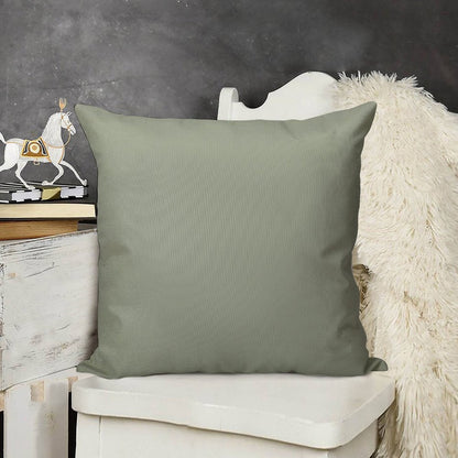 Desert Sage Grey Green Solid Color Linen Throw Pillow Cover