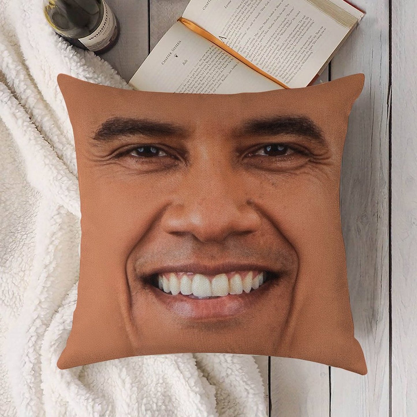 Obama Linen Throw Pillow Cover