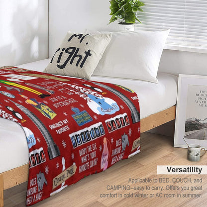 Buddy The Elf Collage, Red Background Throw Blanket