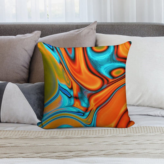 Vivid Modern Southwest Hipster Turquoise Orange Swirls Soft Durable Construction Throw Pillow