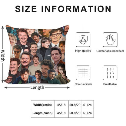 Pedro Pascal Photo Collage Soft Luxury Feel Throw Pillow