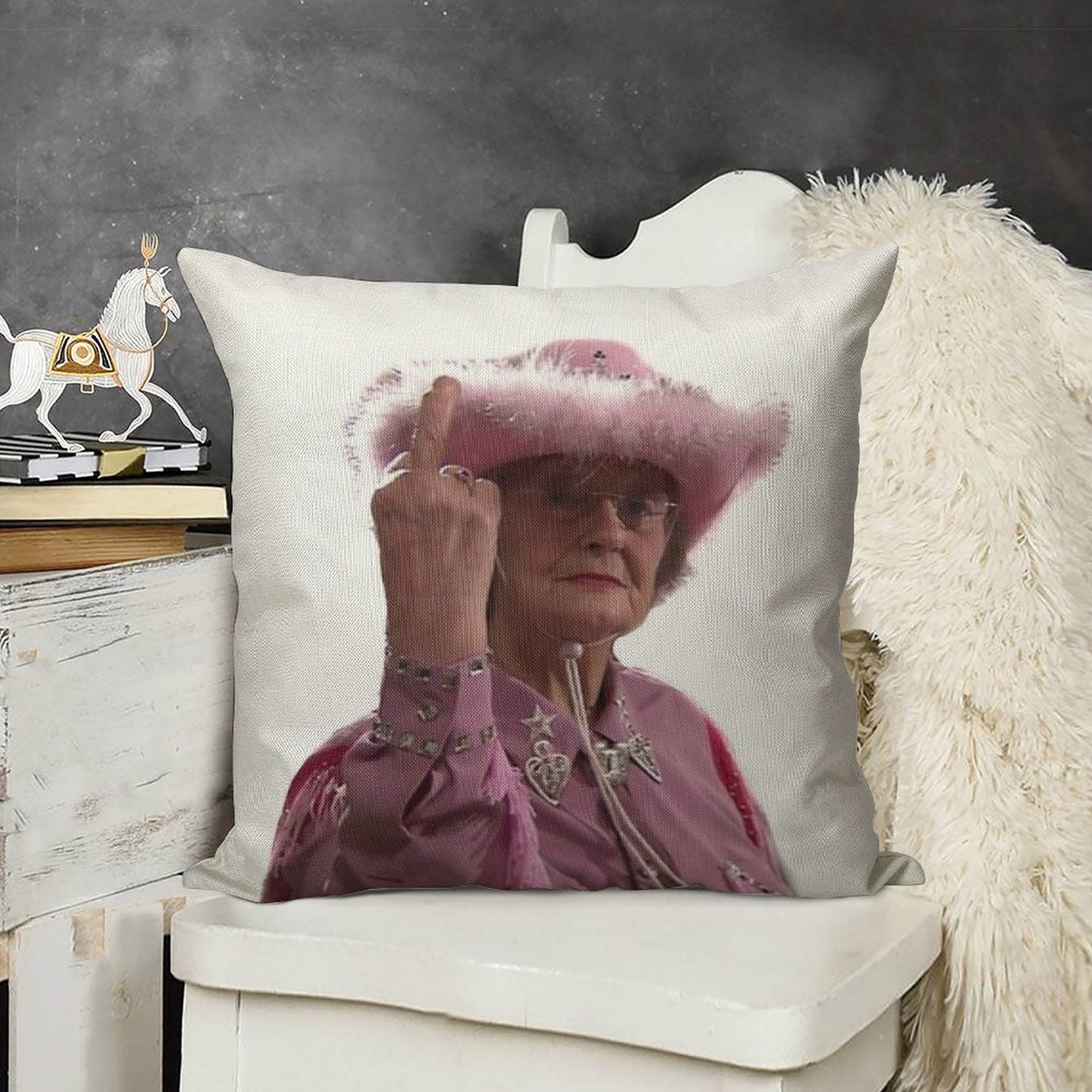 Doris Gavin & Stacey Middle Finger Linen Throw Pillow Cover