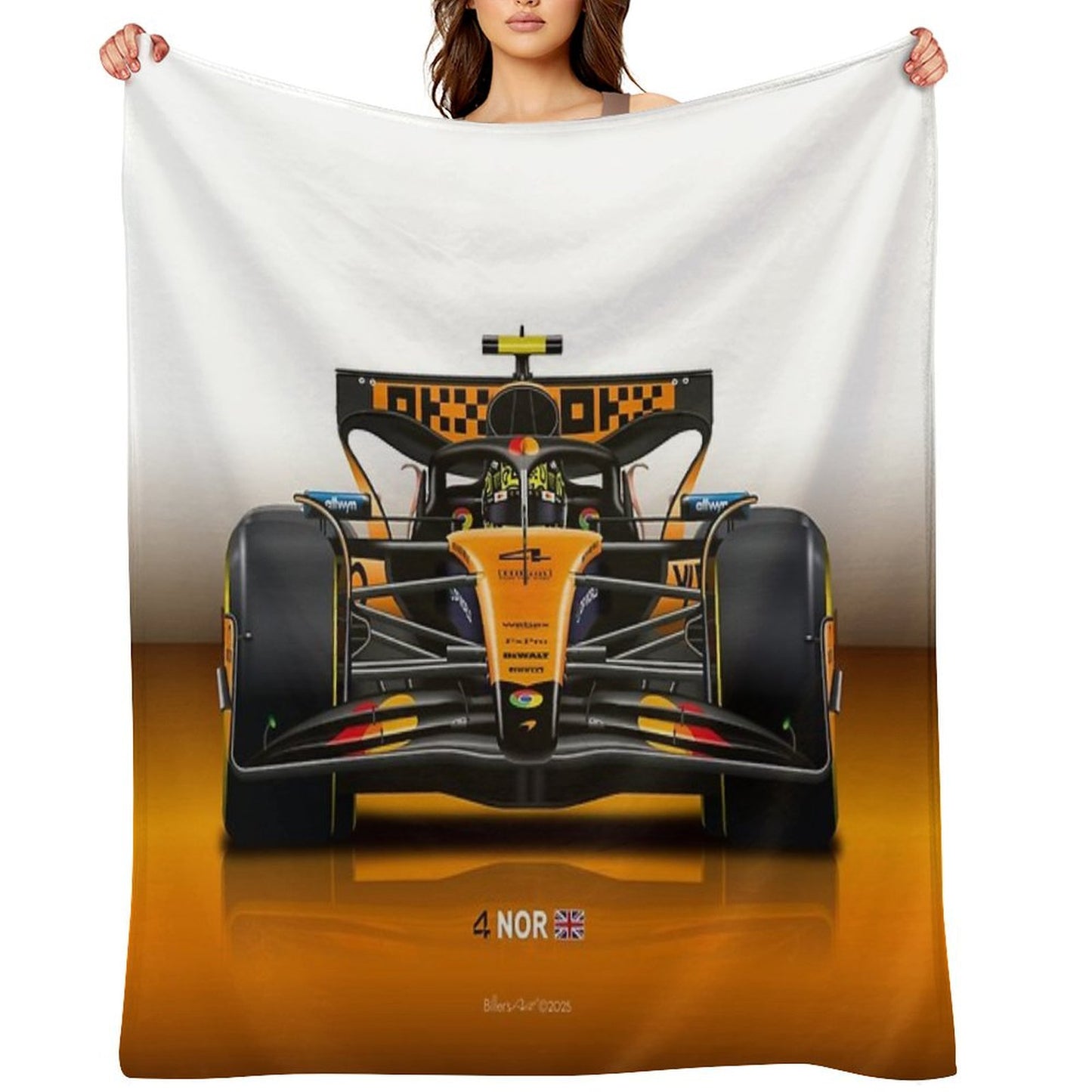 Many Lando Norris Items 2025 Formula 1 McLaren Racing Car Throw Blanket