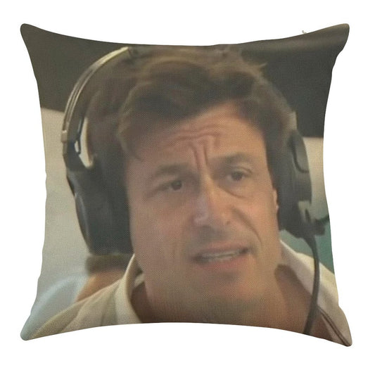 Confused Toto Wolff Linen Throw Pillow Cover