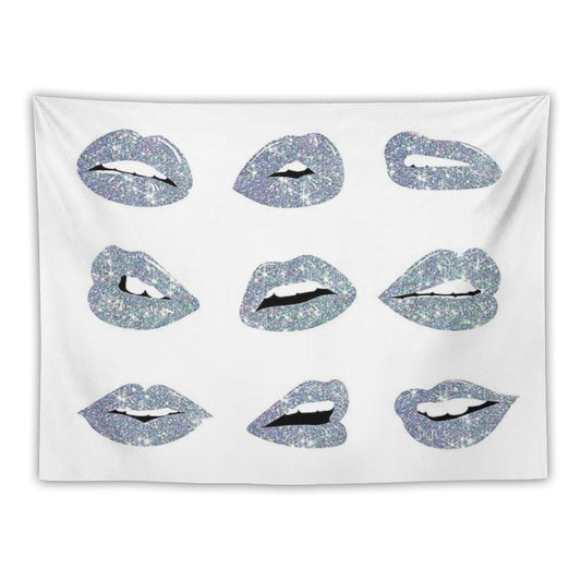 Kiss Kiss Faux Glitter Lips Tapestry