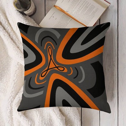 Hail Adobe - Orange, Grey, And Black Linen Throw Pillow Cover