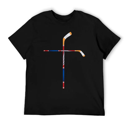 Christian Ice Hockey Sticks Cross Faith Sports T-Shirt