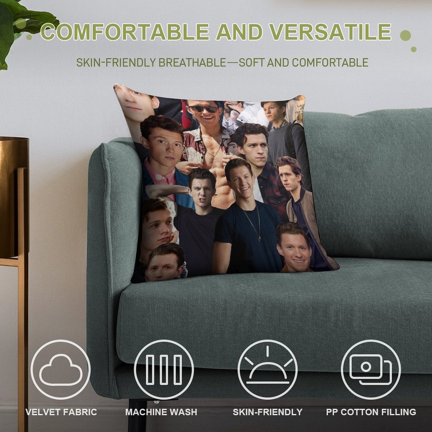 Tom Holland Collage Soft Durable Construction Throw Pillow