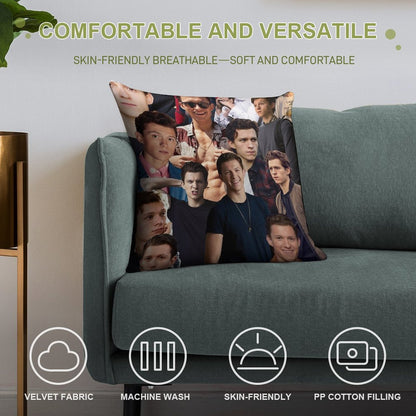 Tom Holland Collage Soft Durable Construction Throw Pillow