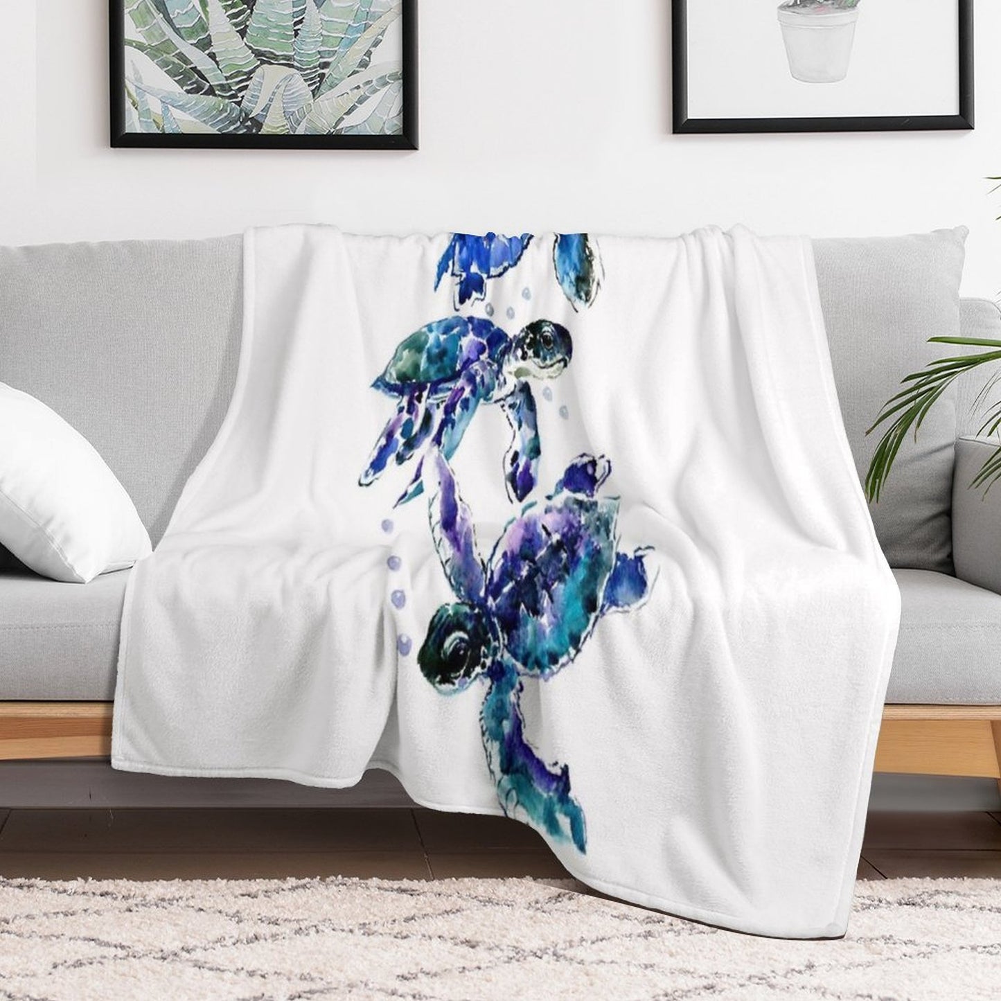 Three Sea Turtles Throw Blanket