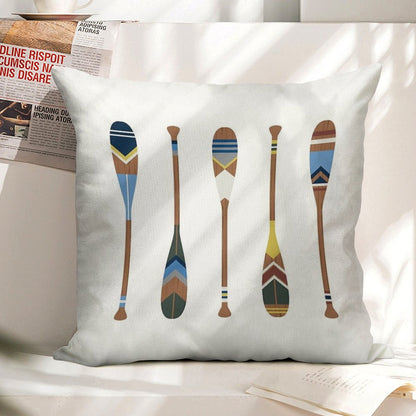 Painted Oars Linen Throw Pillow Cover