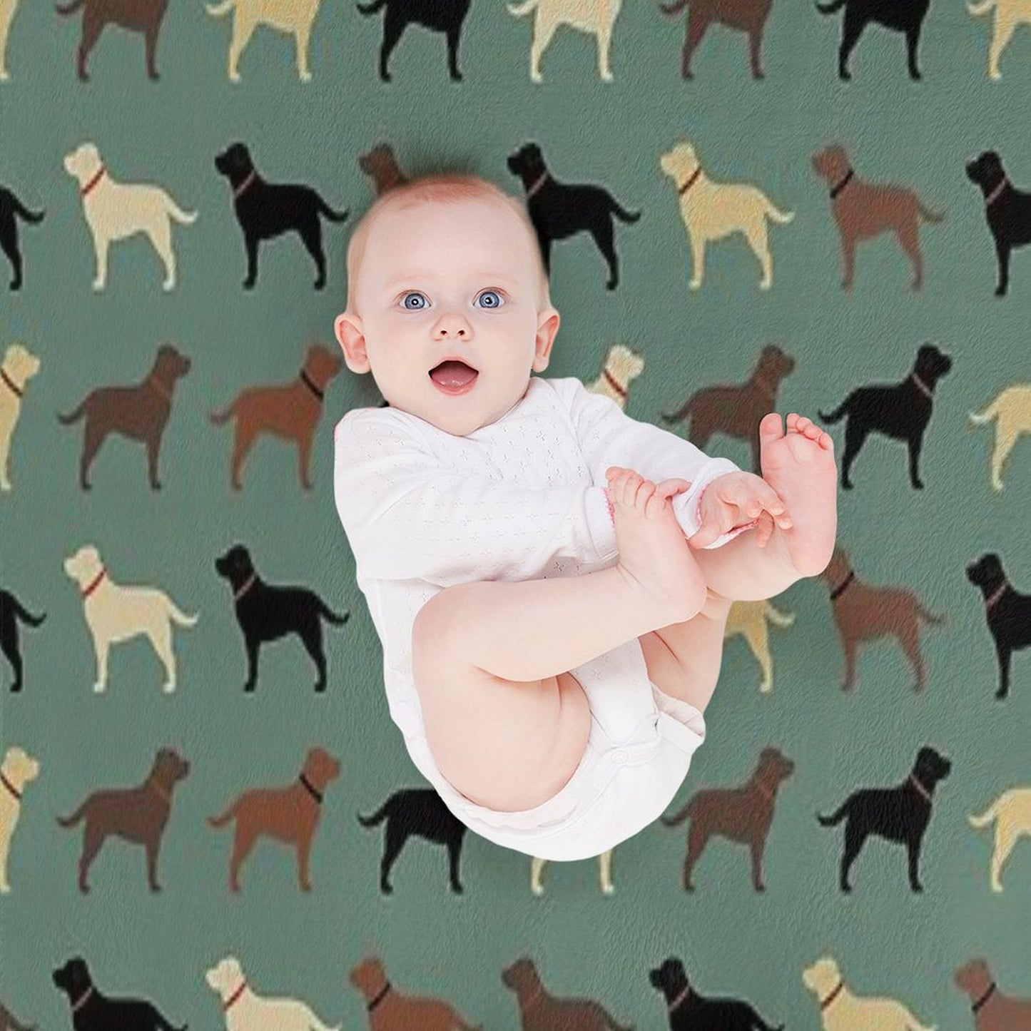 Labrador Retriever Dog Silhouettes Pattern with Chocolate, Yellow, Red And Black Labs Throw Blanket