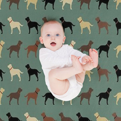 Labrador Retriever Dog Silhouettes Pattern with Chocolate, Yellow, Red And Black Labs Throw Blanket