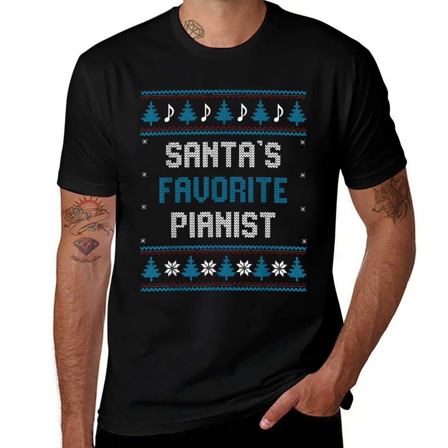 Santas Favorite Pianist Christmas Piano Funny Gift Pajama  Vintage-inspired T-Shirt