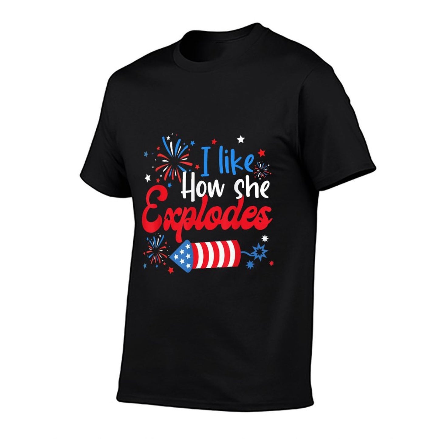 I Like How She Explodes Fireworks Funny Couple 4th Of July  Heathered Texture T-Shirt