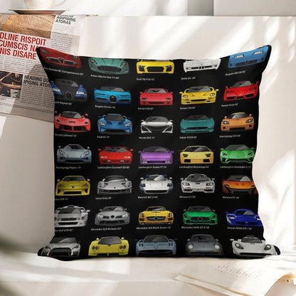 Super Cars (B) Linen Throw Pillow Cover