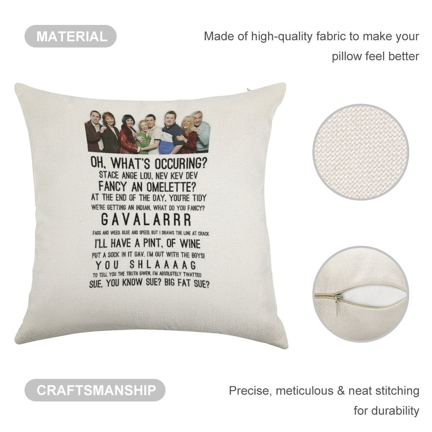 Gavin And Stacey Linen Throw Pillow Cover