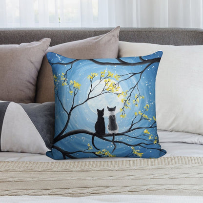 Cats Full Moon Soft Skin-Friendly Throw Pillow