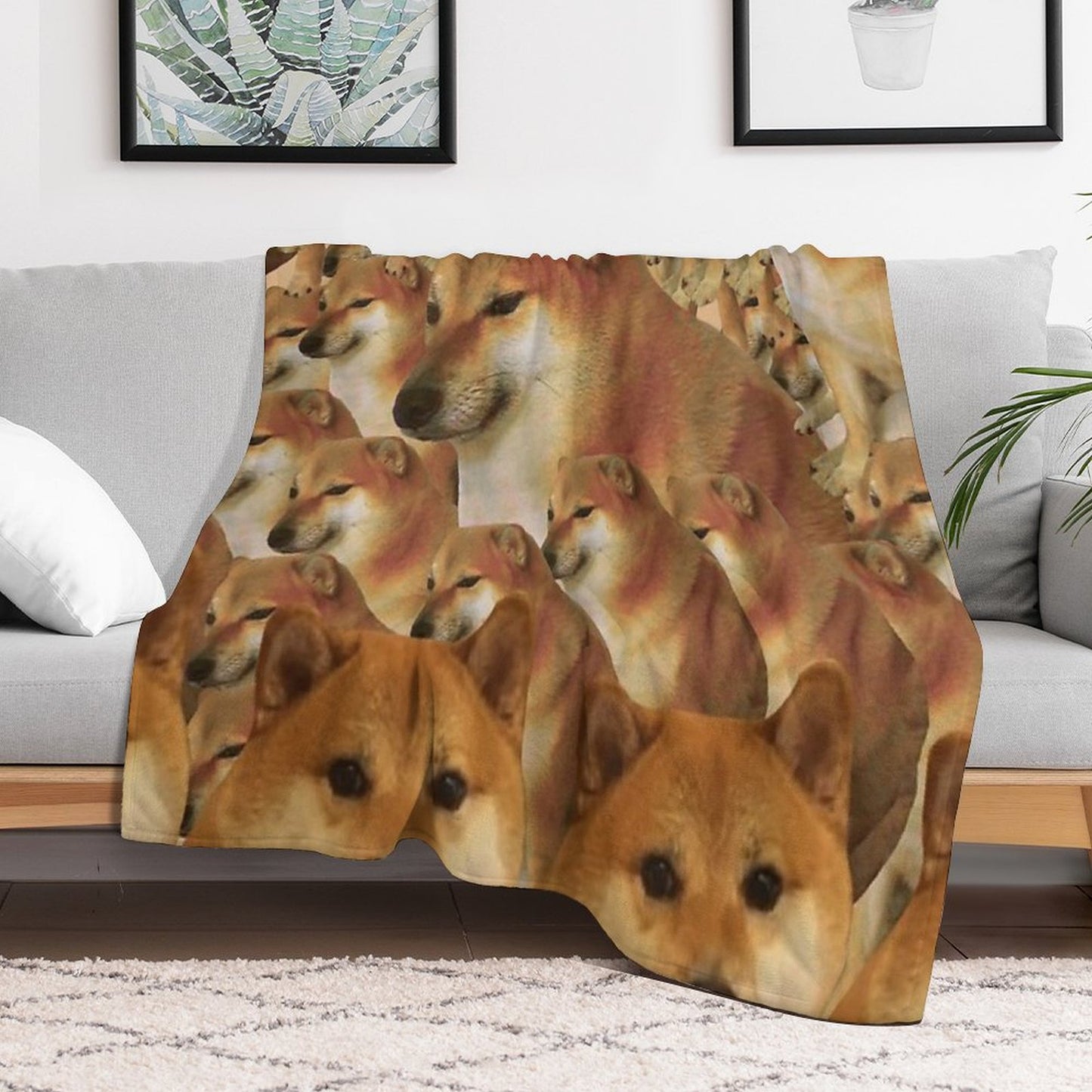 Cheems Galore Throw Blanket