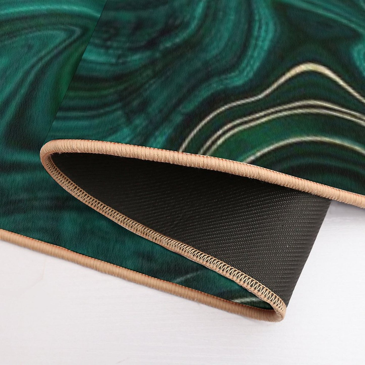 Emerald Green And Gold  Malachite Pattern Bath Mat