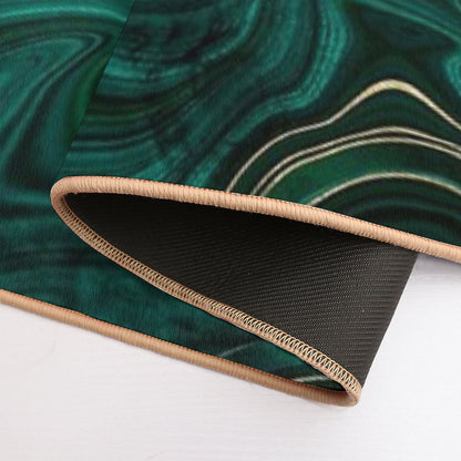 Emerald Green And Gold  Malachite Pattern Bath Mat