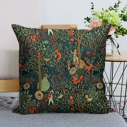 Whimsical Wonderland Linen Throw Pillow Cover
