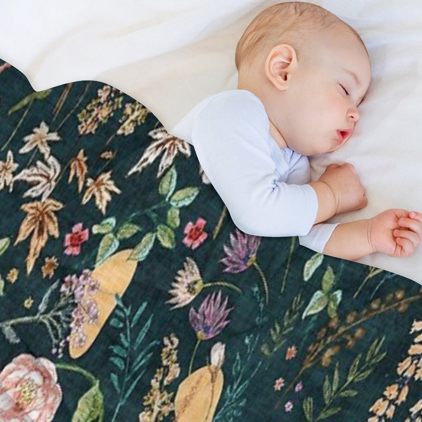 Hana Floral (teal) Throw Blanket