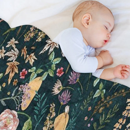 Hana Floral (teal) Throw Blanket