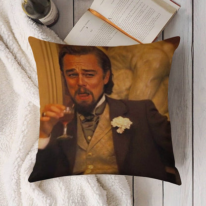 Leonardo DiCaprio Meme Linen Throw Pillow Cover