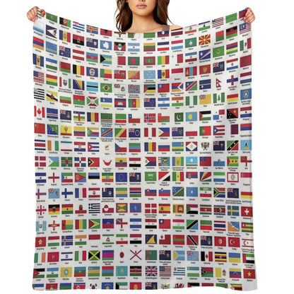 World Flags with Country Names Throw Blanket