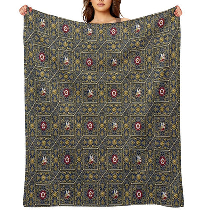 Hampton Court Renaissance Heraldic Tudor Rose Throw Blanket