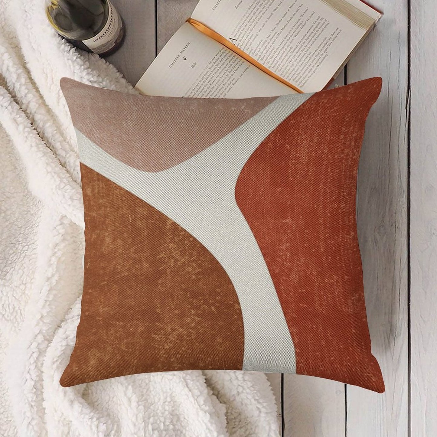 Terracotta Art Print 2 - Terracotta Abstract - Modern, Minimal, Contemporary Abstract - Brown, Beige Linen Throw Pillow Cover