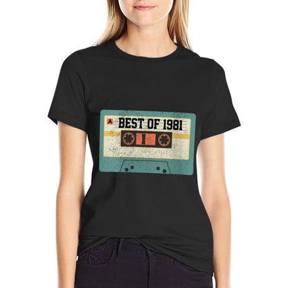 Womens Best Of 1981 Vintage Retro Cassette Funny 40th Birthday Gift  Polyester Blend T-Shirt