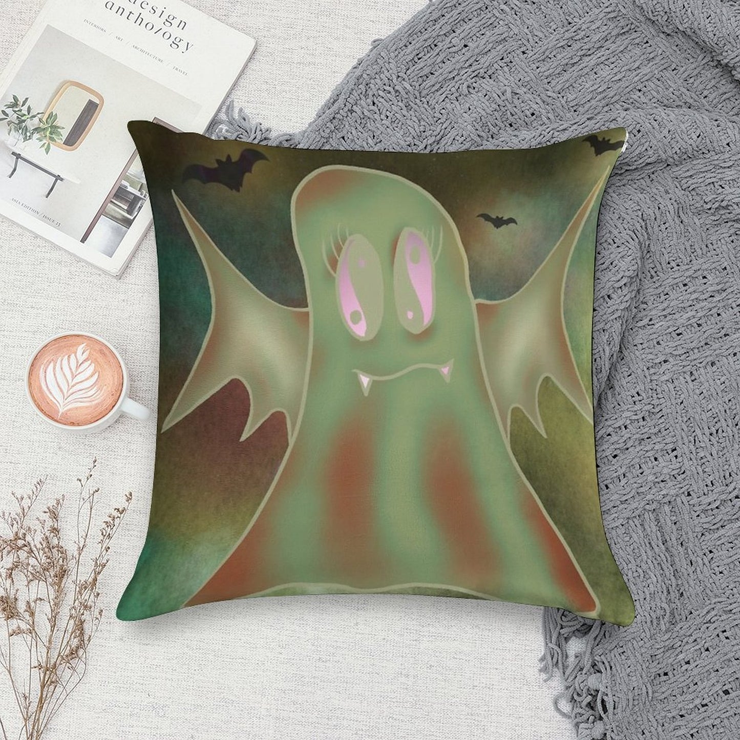 Bat Ghost Soft Easy Maintenance Throw Pillow