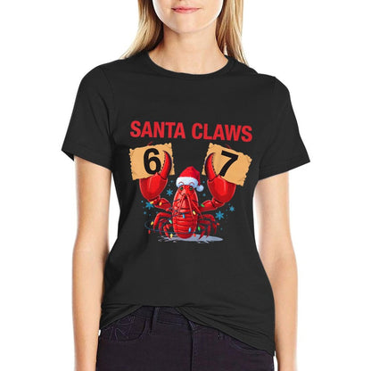 Santa Claws Funny Christmas Lobster Brainrot in 67 Meme Crew  Ribbed Collar T-Shirt