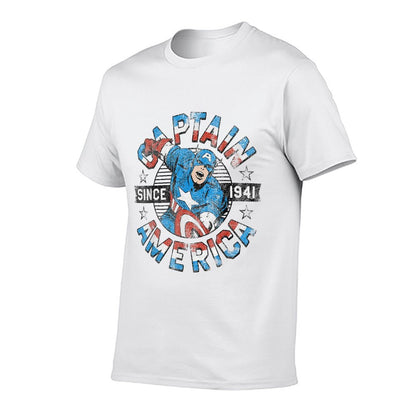 Marvel Avengers Vintage Captain America Comic Hero Since 41  Tagless Design T-Shirt