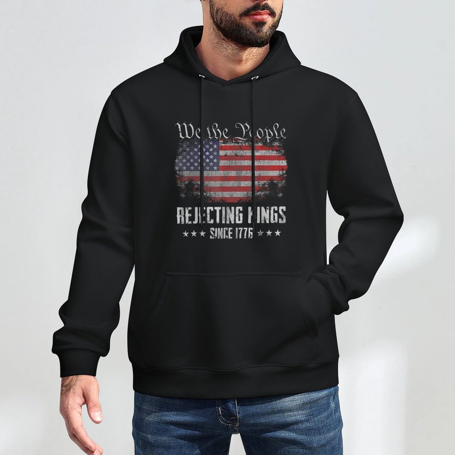 Rejecting Kings Since 1776 Patriotic USA 4th of July Adjustable Hood Hoodie