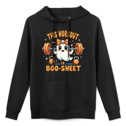 This Workout Is Boo-Sheet Ghost Funny Halloween Gym Fitness Adjustable Hood Hoodie
