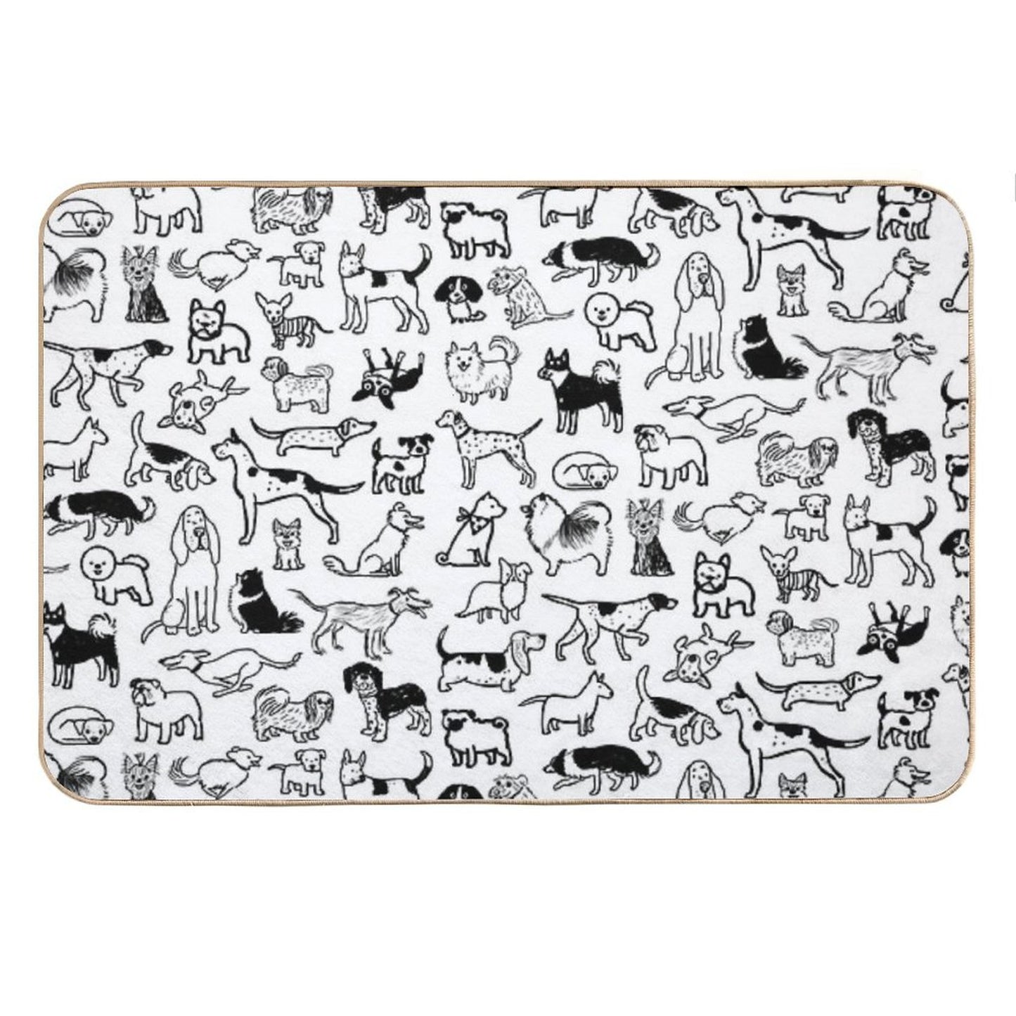 Black And White Dogs Pattern Bath Mat