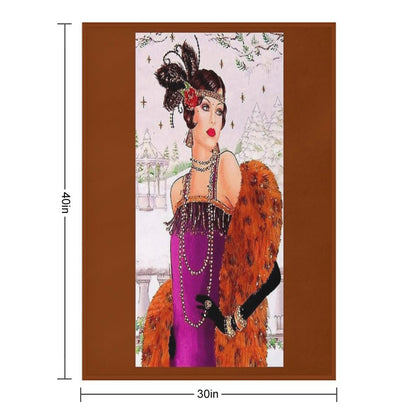 FLAPPER in PURPLE  Vintage 1925 Art Deco Print Throw Blanket