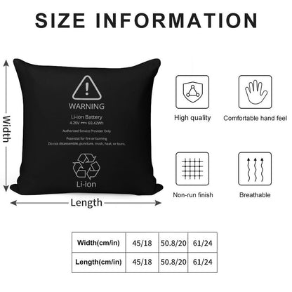 Swollen Battery  Lithium-ion Battery Soft Decorative Cover Throw Pillow