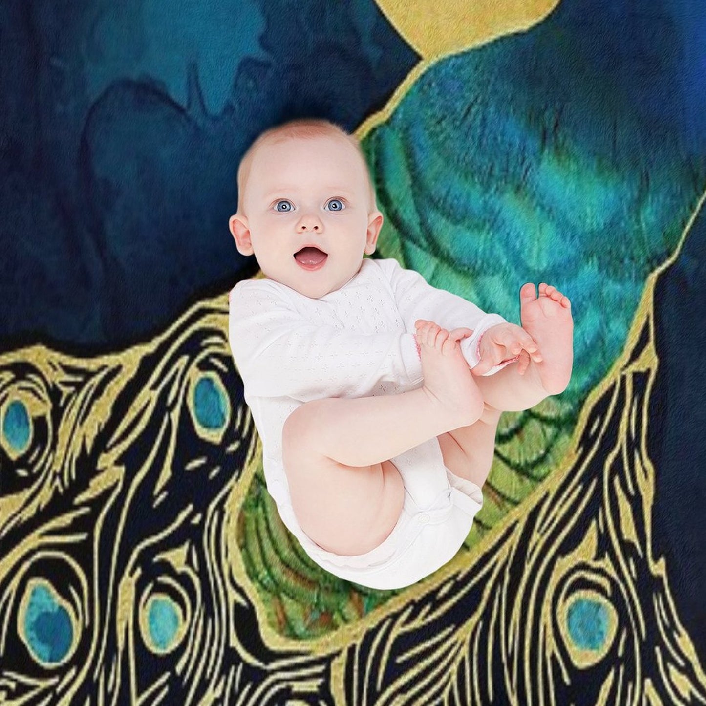 Golden Peacock Throw Blanket