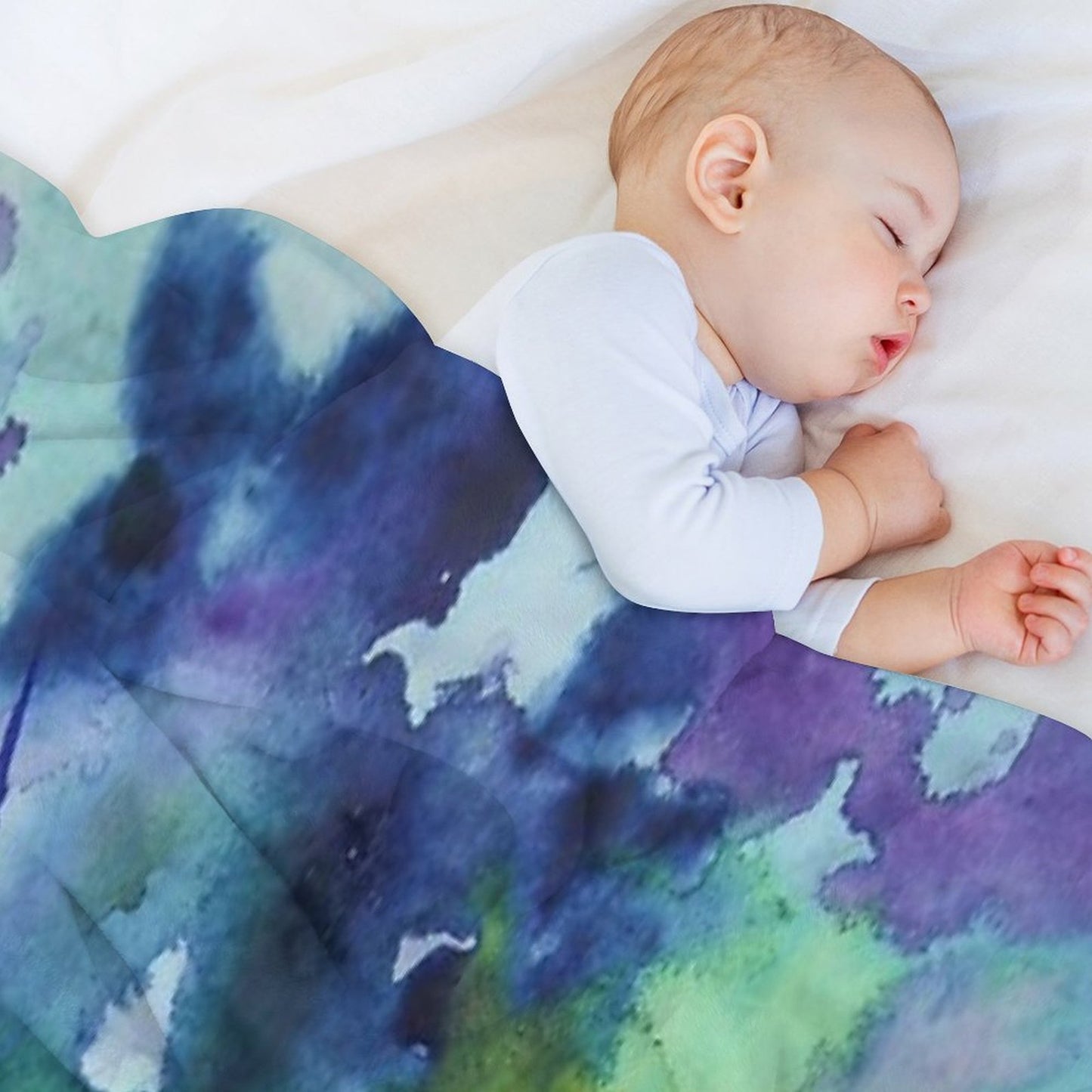 Watercolor in Purple And Green Throw Blanket