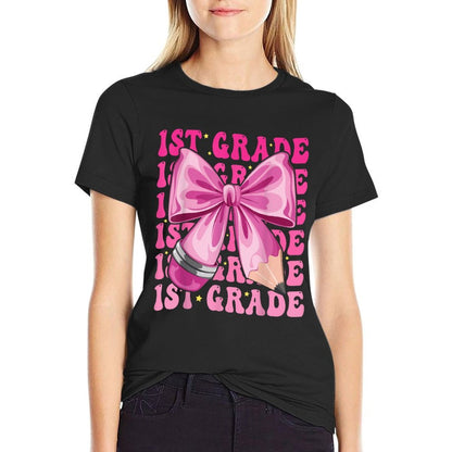 1st Grade Girls Coquette Bow Back To School First Grade  High-quality Stitching T-Shirt
