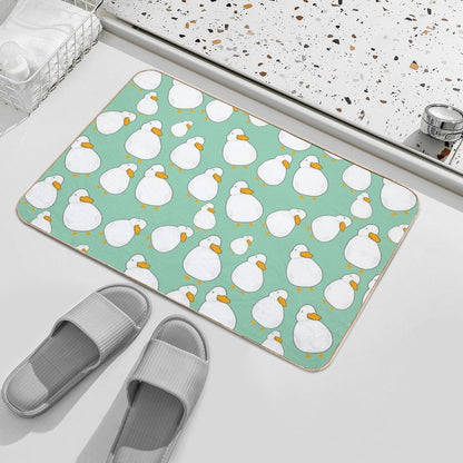Chubby Duck Pattern Cute Fluffy White Bird Simple Anime Cartoon Kawaii Animal Bath Mat