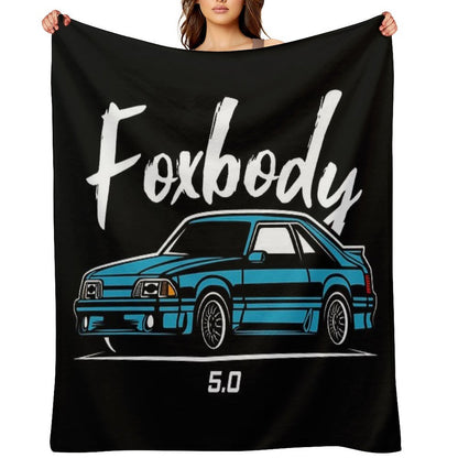 Blue Racing Fox Body Stang Throw Blanket