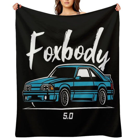 Blue Racing Fox Body Stang Throw Blanket