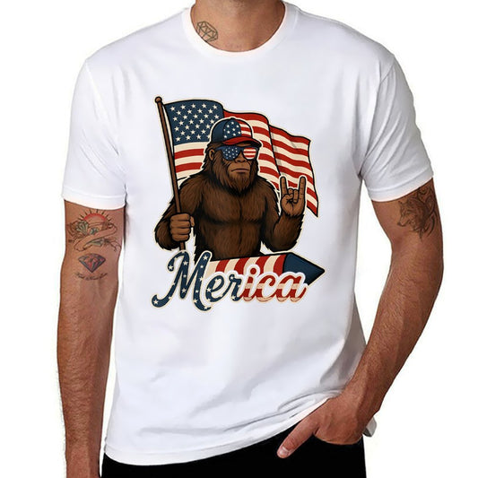 Bigfoot Merica Rock Patriotic American 4th Of July  Quick-drying T-Shirt